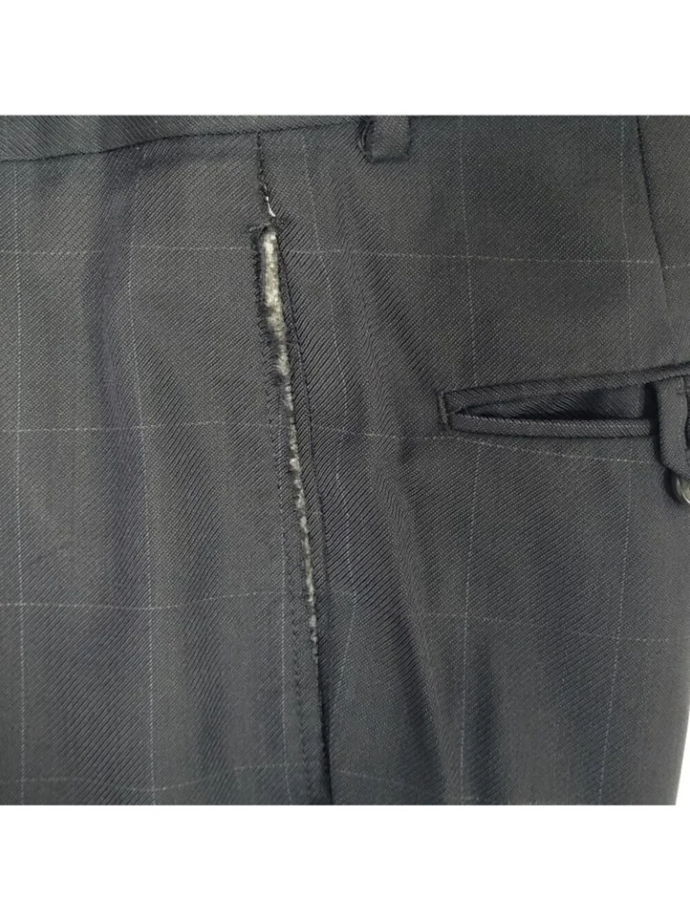 Daniel Cremieux Navy 100% Wool Check Full Suit Set Jacket 44R Pants 37x29 USA